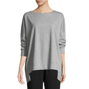 Eileen Fisher Oversized Speckled Knit Long Sleeve Top in Grey Size Small Petite